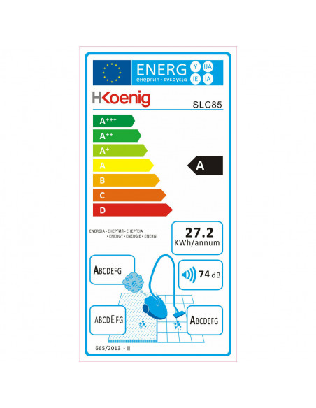 H.KOENIG SLC85 BLEU ASPIRATEUR POLYCYCLONIQUE SANS SAC SILENCIEUX