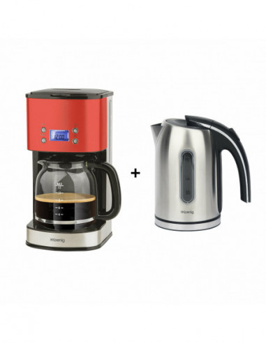 H.KOENIG BO17 + MG30 ROUGE BOUILLOIRE 1.7 ET CAFETIERE PROGRAMMABLES H.KOENIG