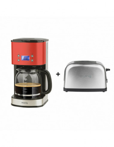 H.KOENIG TOS7 + MG30 ROUGE GRILLE PAIN  ET CAFETIÈRE PROGRAMMABLE 1.8L H.KOENIG