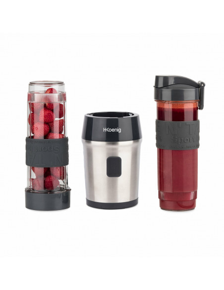 H.KOENIG SMOO9 BLENDER PORTABLE AVEC 2 GOURDES AVEC COUVERCLE