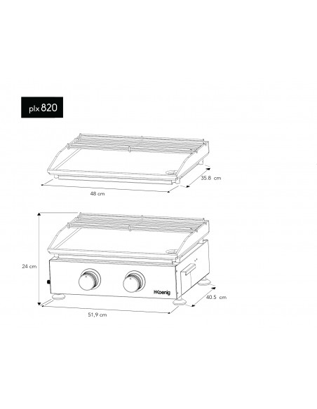 H.KOENIG PLX820 - Plancha à gaz 2 feux