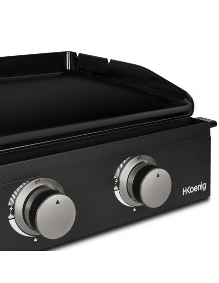 H.Koenig PLX1022 - Plancha 2 brûleurs U noire fonte émaillée