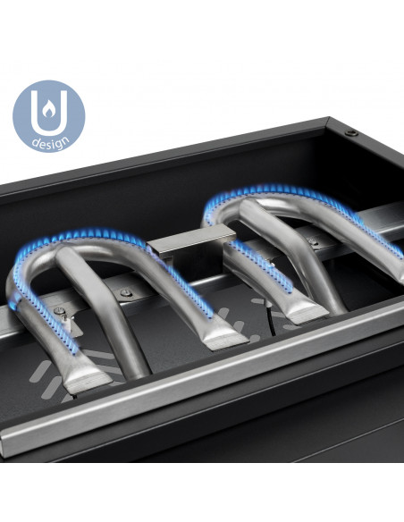 H.Koenig PLX1022 - Plancha 2 brûleurs U noire fonte émaillée