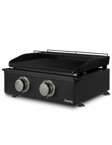 H.Koenig PLX1022 - Plancha 2 brûleurs U noire fonte émaillée