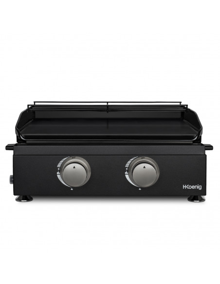 H.Koenig PLX1022 - Plancha 2 brûleurs U noire fonte émaillée
