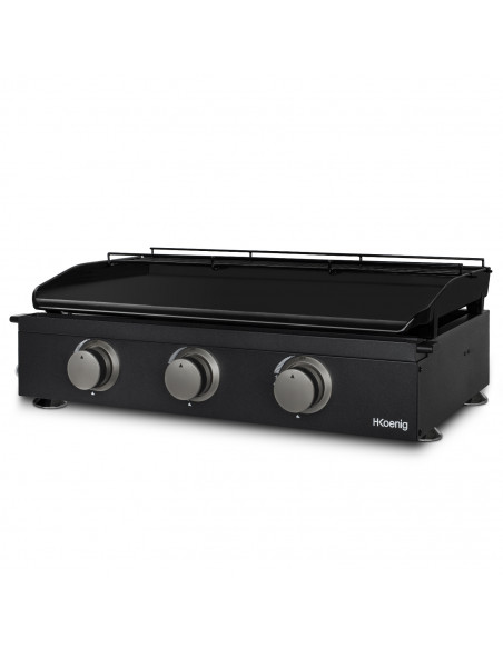 H.Koenig PLX1032 - Plancha 3 brûleurs U noire fonte émaillée