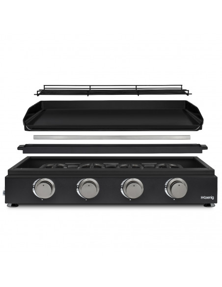 H.Koenig PLX1042 - Plancha 4 brûleurs U noire fonte émaillée