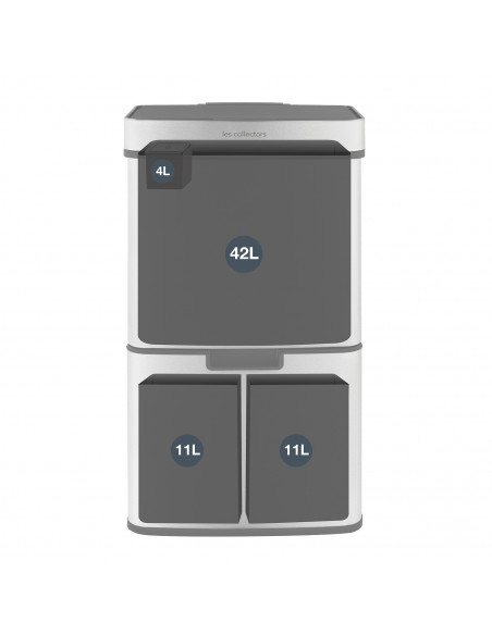 Les collectors n°1010 - Poubelle de tri à capteur 64L, édition Inox
