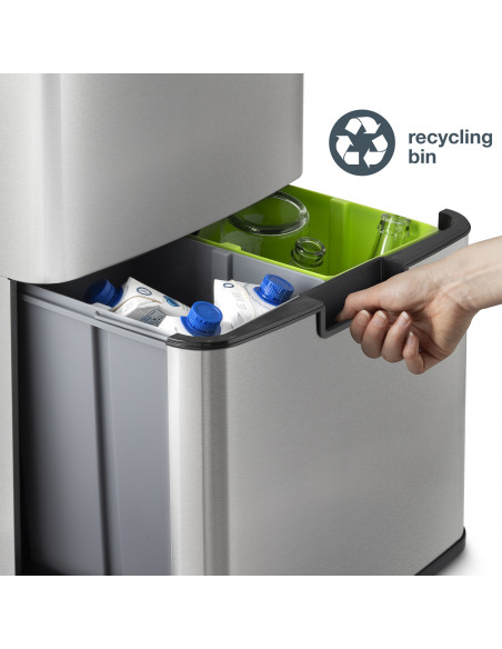 Les collectors n°1010 - Poubelle de tri à capteur 64L, édition Inox
