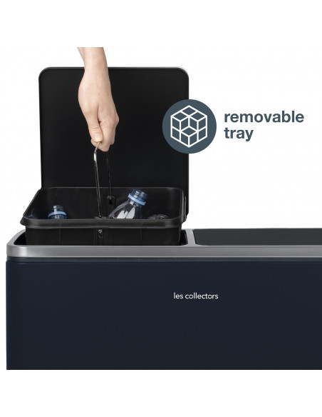 Les Collectors n°908 poubelle de tri pédale 2x30L bleu nuit mat
