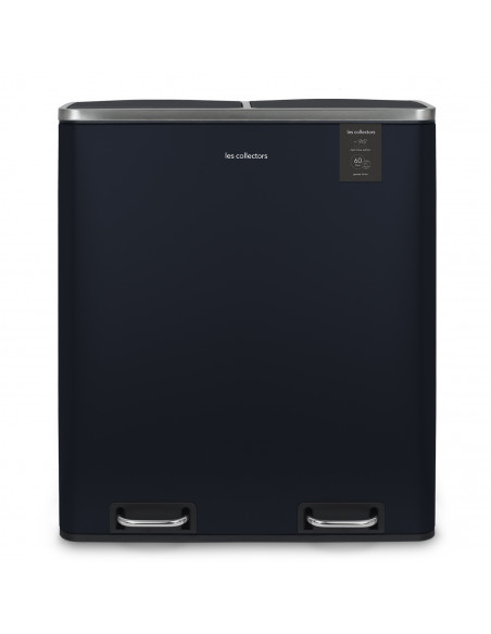 Les Collectors n°908 poubelle de tri pédale 2x30L bleu nuit mat