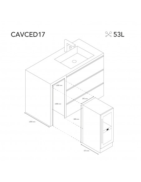 Les petits champs CAVCED17 - Cave à vin dual zone 17 bouteilles encastrable
