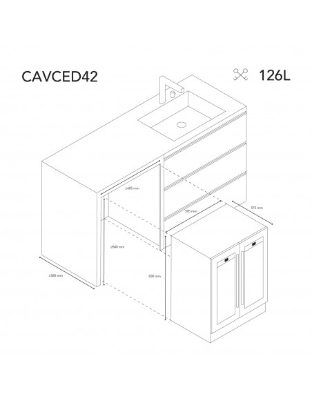 Les petits champs - CAVCED42 - Cave à vin dual zone 42 bouteilles encastrable