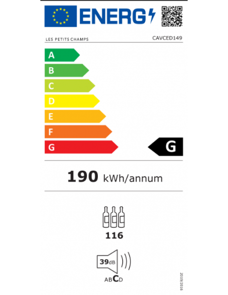 Les petits champs CAVCED149 - Cave de conservation dual zone 149 bouteilles encastrable