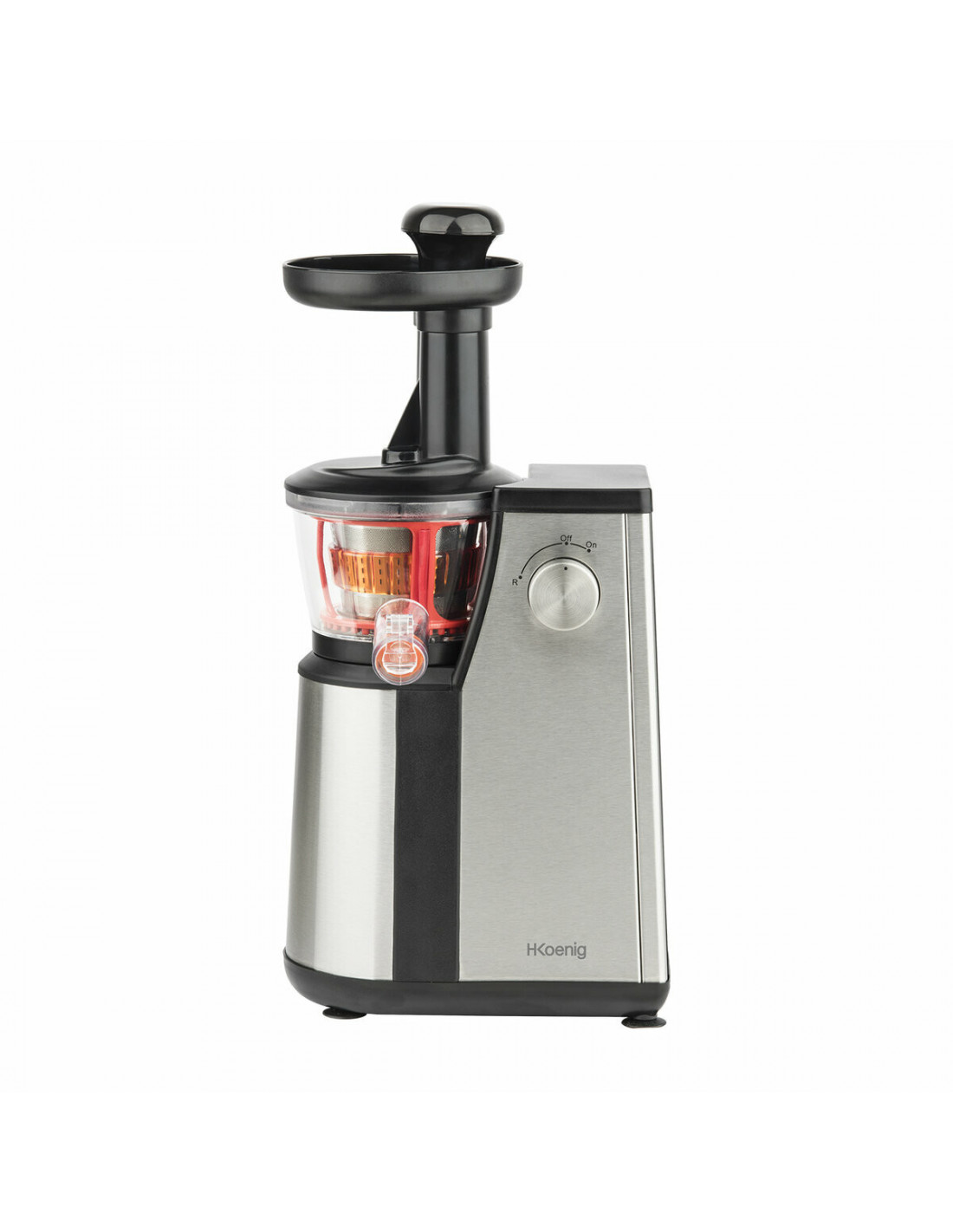 Extracteur De Jus Vertical H.Koenig GSX26 - Pression Douce 50 Tr/min - Large Ouverture 135 Mm - 250W - Acier Inox - Lavable Au Lave-vaisselle