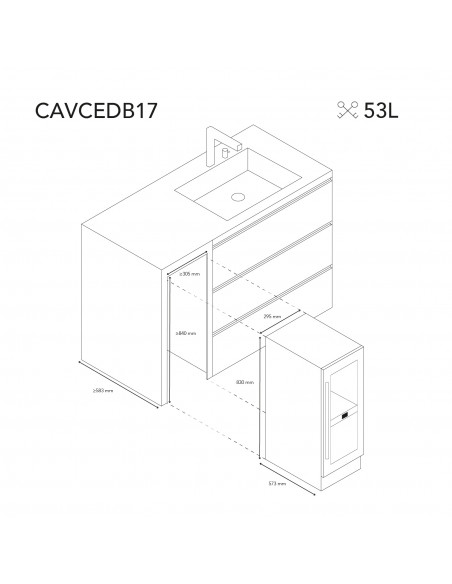 Les Petits Champs CAVCEDB17 - Cave de conservation dual zone 17 bouteilles encastrable