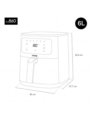 H.Koenig FRY860 - friteuse sans huile 6L