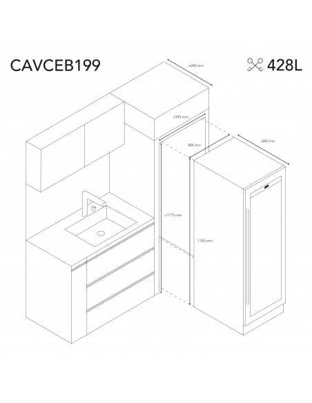 Les Petits Champs CAVCEB199 - Cave de conservation encastrable 199 bouteilles