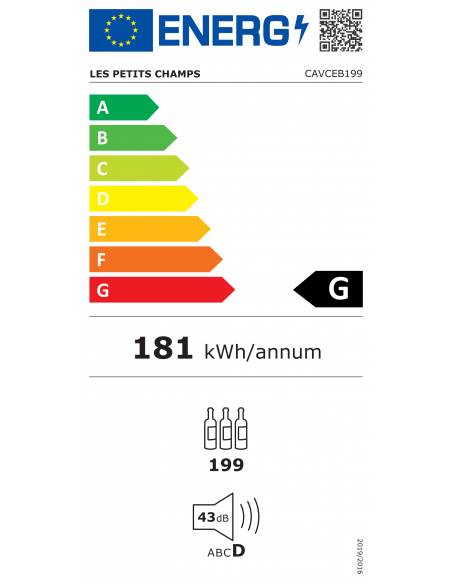 Les Petits Champs CAVCEB199 - Cave de conservation encastrable 199 bouteilles