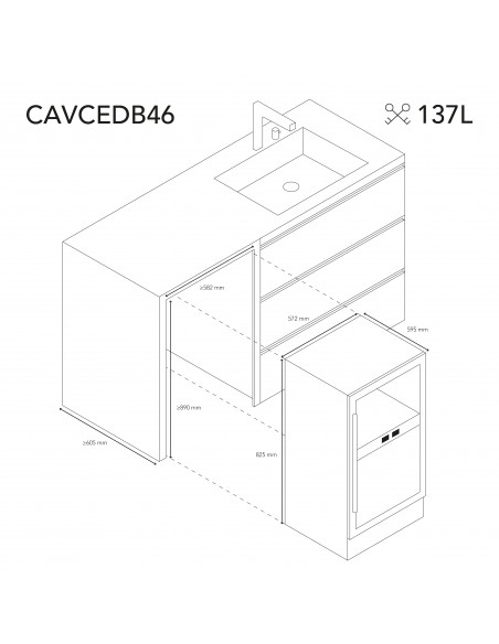 Les Petits Champs  CAVCEDB46 - cave de conservation 46 bouteilles encastrable