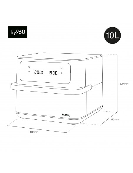 H.Koenig FRY960 - Friteuse sans huile Mégazone / double bacs