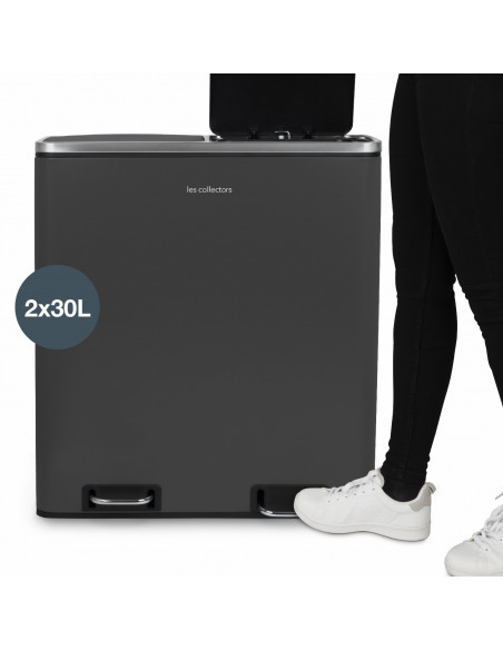 Les Collectors N°916 - Poubelle à pédale 2 x 30L, grey edition