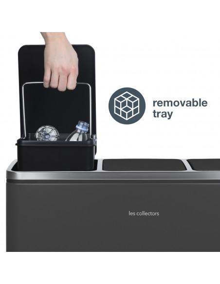 Les Collectors N°990 - Poubelle de tri à pédale 3 x 18 L, grey edition