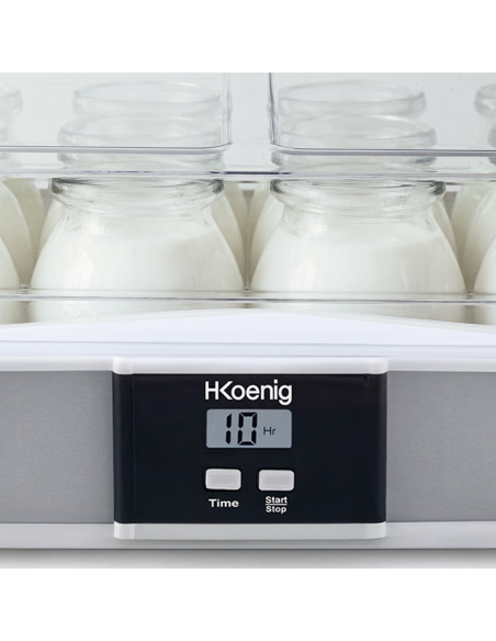 H.Koenig ELY120 - Yaourtière 2 en 1 - 12 pots individuels + 1 pot de 1,2 L