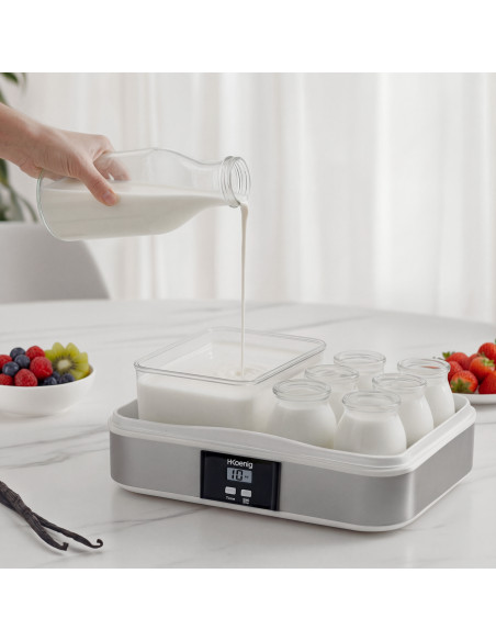 H.Koenig ELY120 - Yaourtière 2 en 1 - 12 pots individuels + 1 pot de 1,2 L