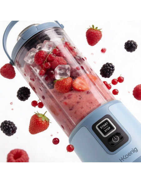 H.Koenig MOOTH16 - Mini blender portable sur batterie Bleu Pastel