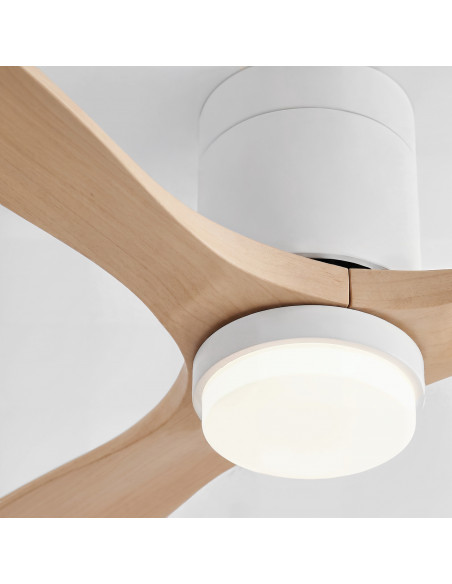 Sweiss FLOW22 - Ventilateur de plafond avec LED, 6 vitesses, Bois clair