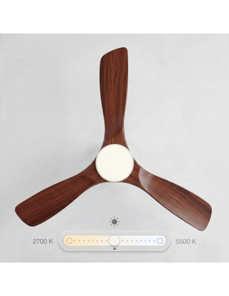 Sweiss FLOW26 - Ventilateur de plafond avec LED, 6 vitesses, Bois foncé